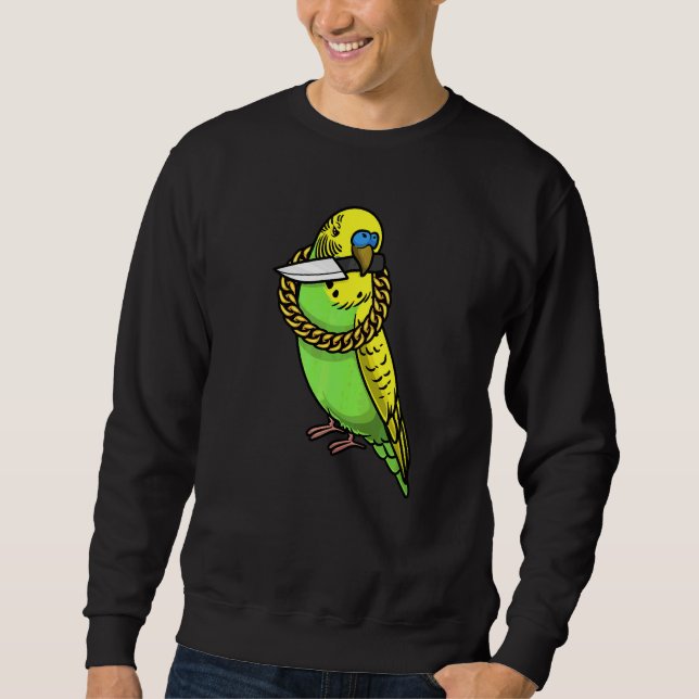 Sudadera Perico australiano loro periquito ave con cuchillo (Anverso)