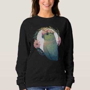 Sudadera Periquito loro de acuarela Flor Corona Pe
