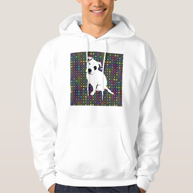 Sudadera Perrito blanco lindo de Pitbull en modelo del (Anverso)