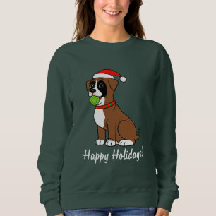Sudadera Perrito del boxeador con el gorra de Santa buenas