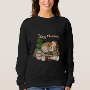 Sudadera Perrito durmiendo acogedor de Navidad y libros vin