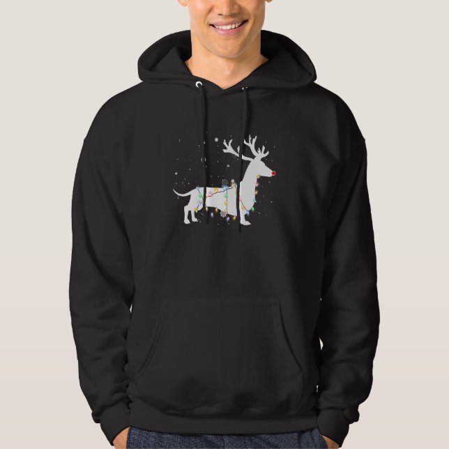 Sudadera Perrito Funny Dachshund Arbol Luces Navidad Navida (Anverso)