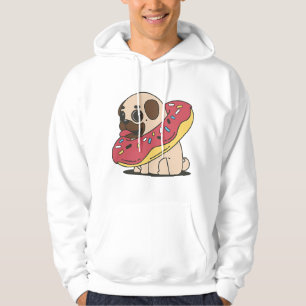 Sudadera Perrito Pug de Dibujos Animados Adorable con Donut