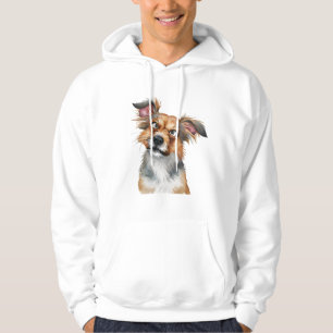 Sudadera Perro acuarela confundido perro sorprendido blanco