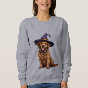 Sudadera Perro Adorable con Sombrero de Brujo Púrpura