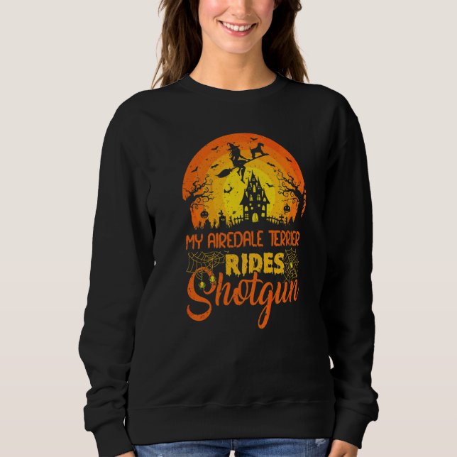 Sudadera Perro Airedale Terrier Vintage Atardecer Monta Esc (Anverso)