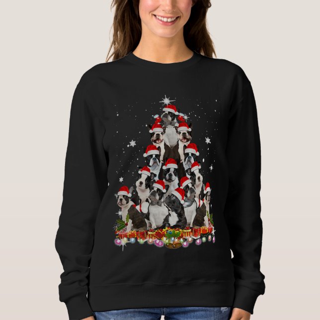 Sudadera Perro árbol de Navidad de Boston Terrier (Anverso)