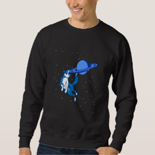 Sudadera Perro atrapa Saturno como Frisbee Space Astronomía