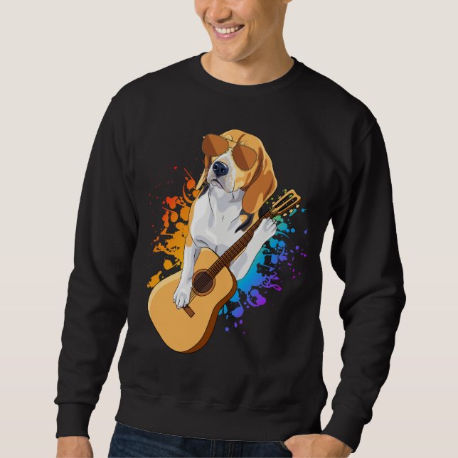 Sudadera Perro Beagle Con Gafas De Sol Tocando Guitarra (Anverso)