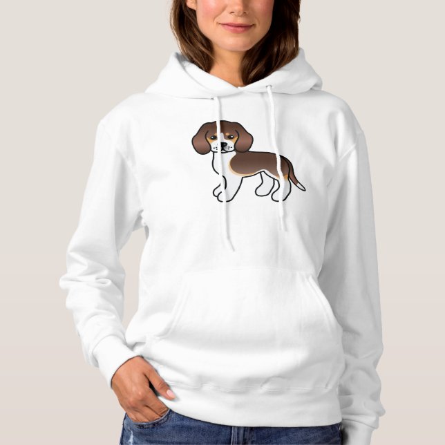 Sudadera Perro Beagle de dibujos animados tricolor de choco (Anverso)