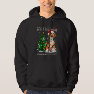 Sudadera Perro Beagle Feo Gorro de Santa Luz del Árbol de N