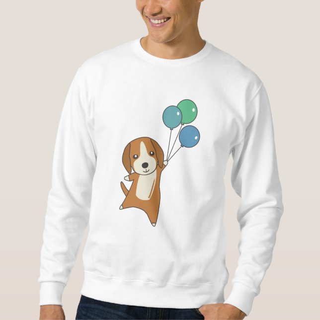 Sudadera Perro Beagle vuela con globos (Anverso)