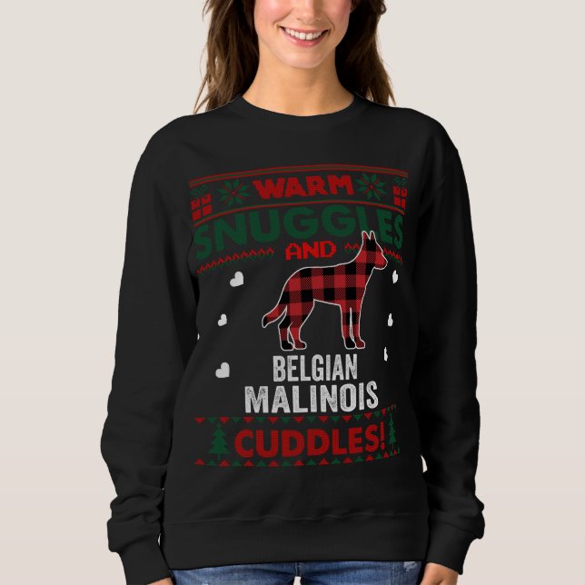 Sudadera Perro belga malinés amante regalos de Navidad feos (Anverso)
