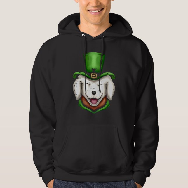 Sudadera Perro blanco lindo recuperador de oro Gorra verde  (Anverso)
