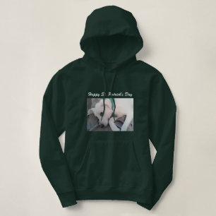 Sudadera Perro blanco perezoso y lindo con bufanda verde