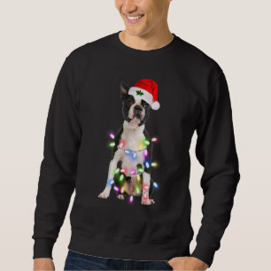 Sudadera Perro Boston Terrier Santa Luces del árbol de Navi
