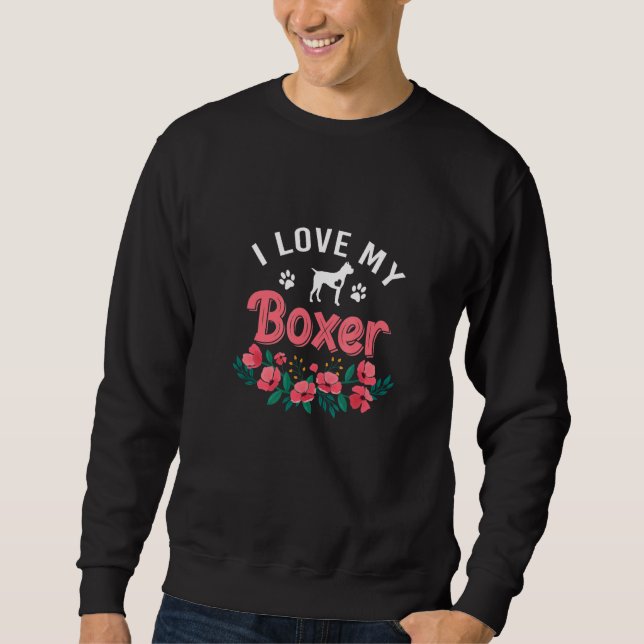 Sudadera Perro Boxer Para Mujeres Lindo Amo Perro Boxer Nav (Anverso)