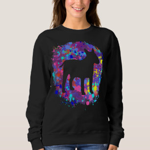 Sudadera Perro Bull Terrier Arte de Salpicaduras de Acuarel