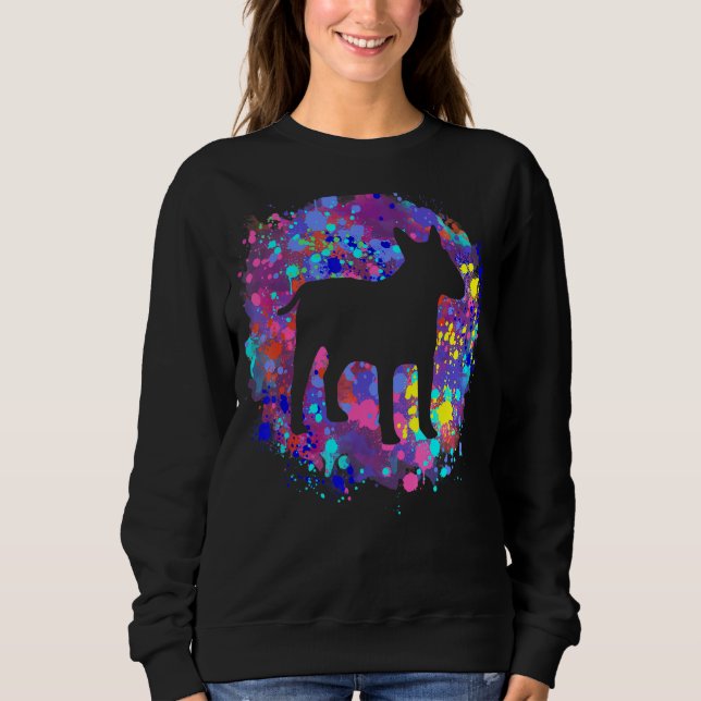 Sudadera Perro Bull Terrier Arte de Salpicaduras de Acuarel (Anverso)
