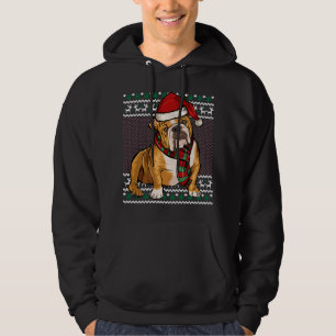 Sudadera Perro Bulldog de Navidad Santa Hat Navidades feos
