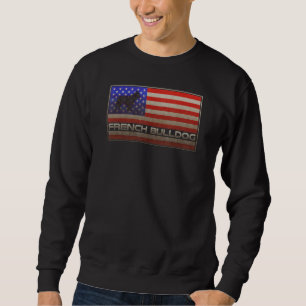 Sudadera Perro Bulldog Francés Bandera Americana Usa Siluet