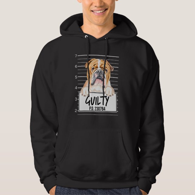 Sudadera Perro Bulldog Mugshot Culpable (Anverso)