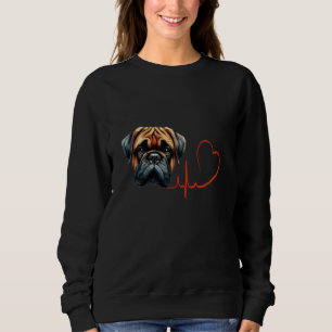 Sudadera Perro Bullmastiff Mi latido EKG Peros divertidos