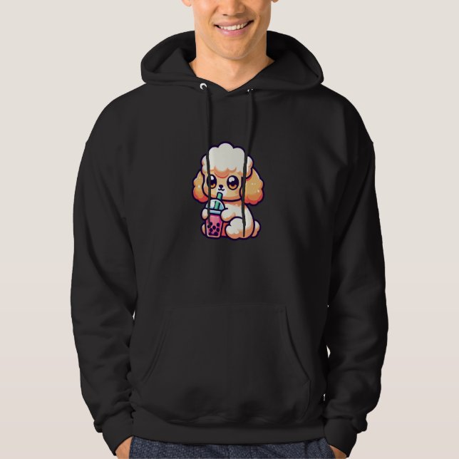 Sudadera Perro Caniche Kawaii Anime Té Boba Té de Leche con (Anverso)