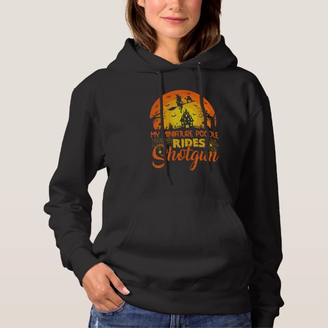 Sudadera Perro Caniche Miniatura Vintage Atardecer Monta Es (Anverso)