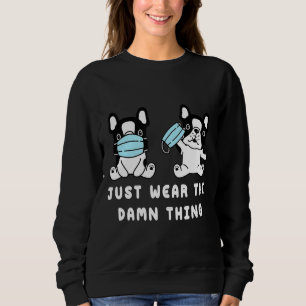 Sudadera Perro Cara Máscara Cute Bulldog francés Cuarentena