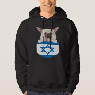 Sudadera Perro Chino Crestudo con Bandera de Israel en Bols