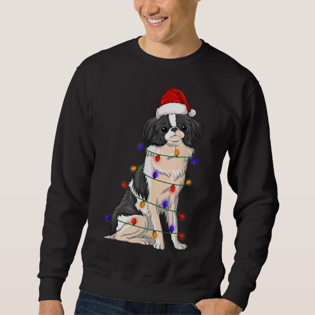 Sudadera Perro chino japonés con luces Gorras de Navidades (Anverso)
