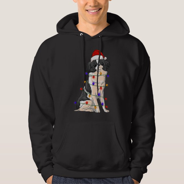 Sudadera Perro chino japonés con luces Gorras de Navidades (Anverso)