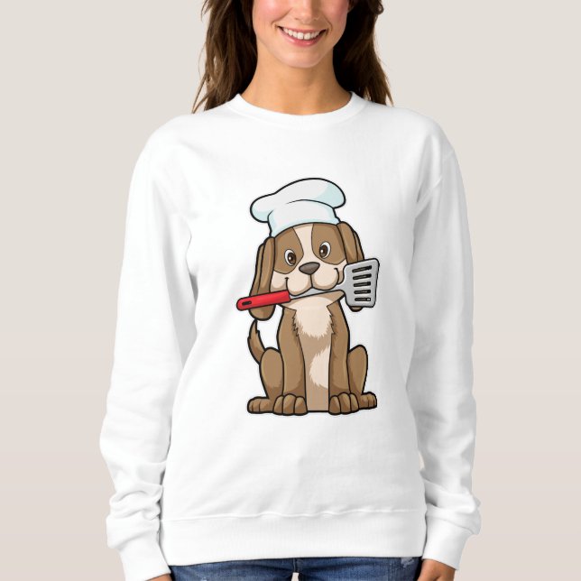 Sudadera Perro cocinado con el gorra y la espátula del chef (Anverso)
