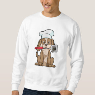Sudadera Perro cocinado con el gorra y la espátula del chef