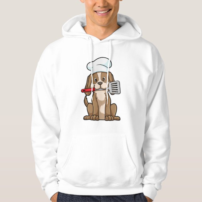 Sudadera Perro cocinado con el gorra y la espátula del chef (Anverso)