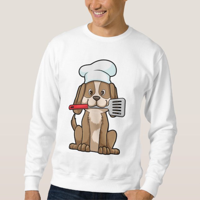 Sudadera Perro cocinado con el gorra y la espátula del chef (Anverso)