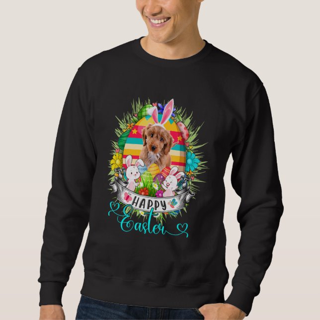 Sudadera Perro Cockapoo en conejillos de Pascua Felices E (Anverso)