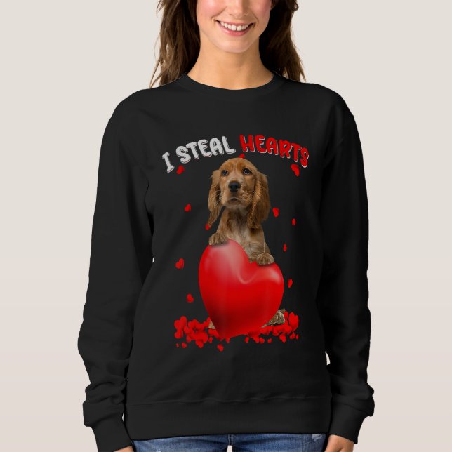 Sudadera Perro Cocker Spaniel Inglés Roba Corazones Cute Va (Anverso)