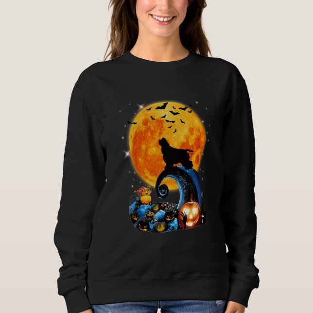 Sudadera Perro Cocker Spaniel Luna Acantilado Calabaza Hall (Anverso)