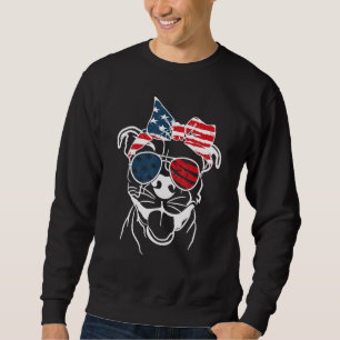 Sudadera Perro Coll Patriot Pitbull con gafas 4 DE JULIO