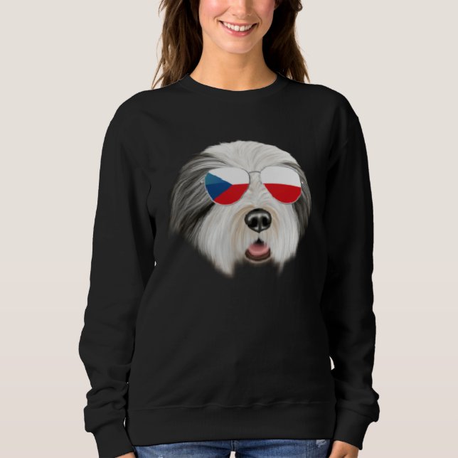 Sudadera Perro Collie Barbudo Bandera Checa República Checa (Anverso)