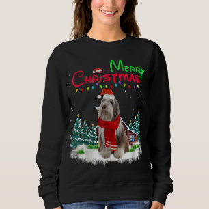 Sudadera Perro collie con barba luz potente árbol de Navida