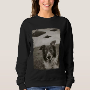 Sudadera Perro collie de borde OVNI Alienígenas Selfi extra