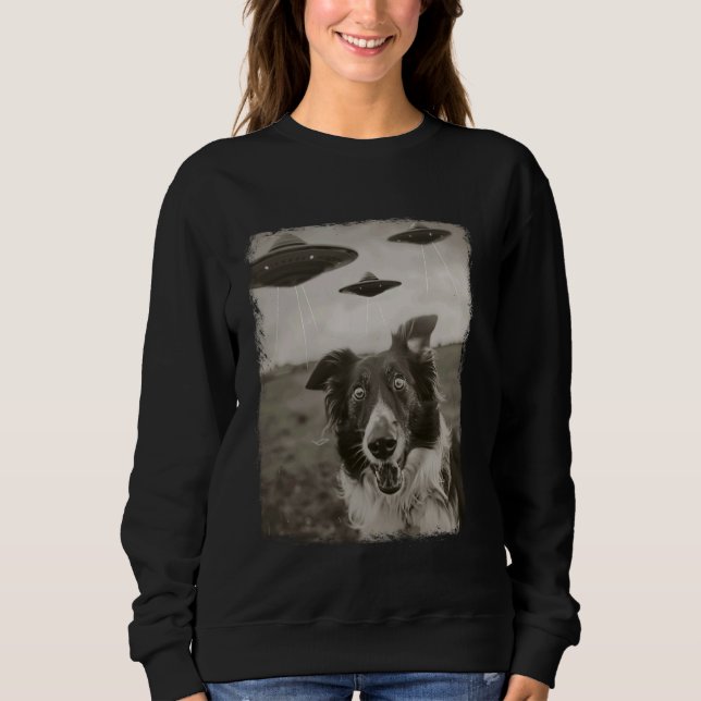 Sudadera Perro collie de borde OVNI Alienígenas Selfi extra (Anverso)