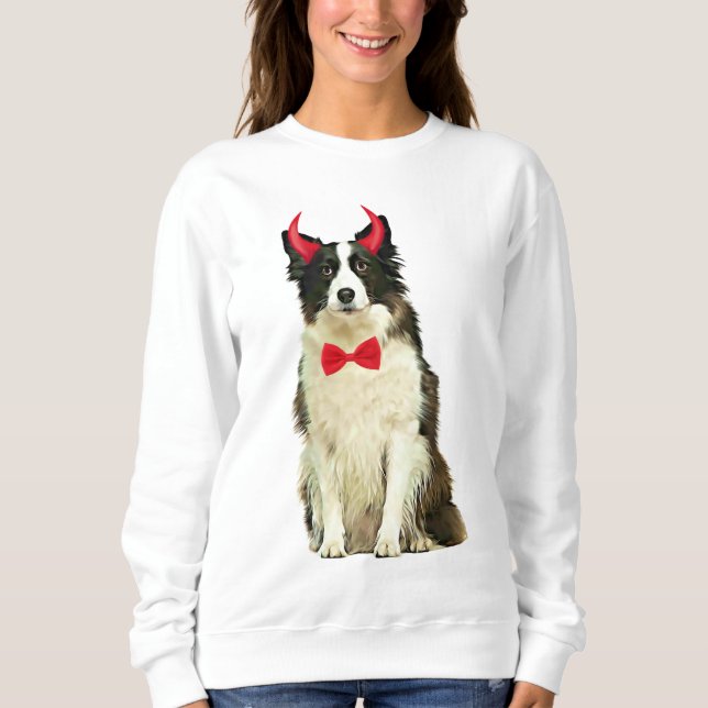 Sudadera Perro collie fronterizo en Halloween (Anverso)