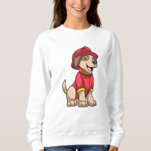 Sudadera Perro como bombero con casco de bomberos
