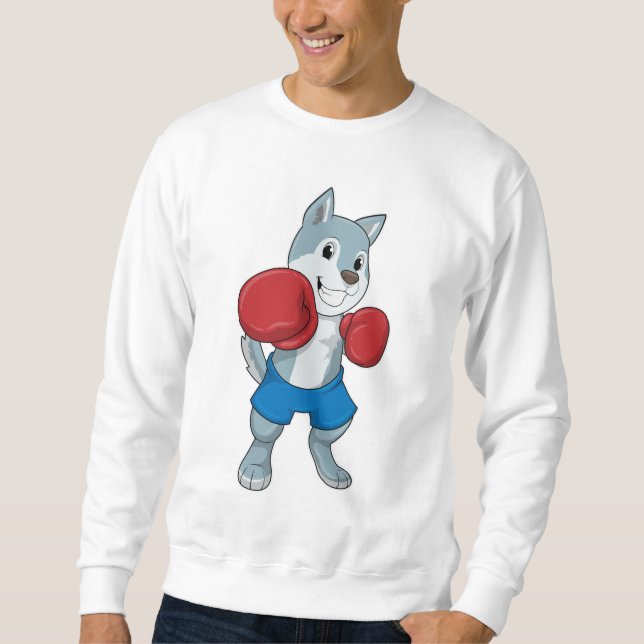 Sudadera Perro como boxeador con guantes de boxeo (Anverso)