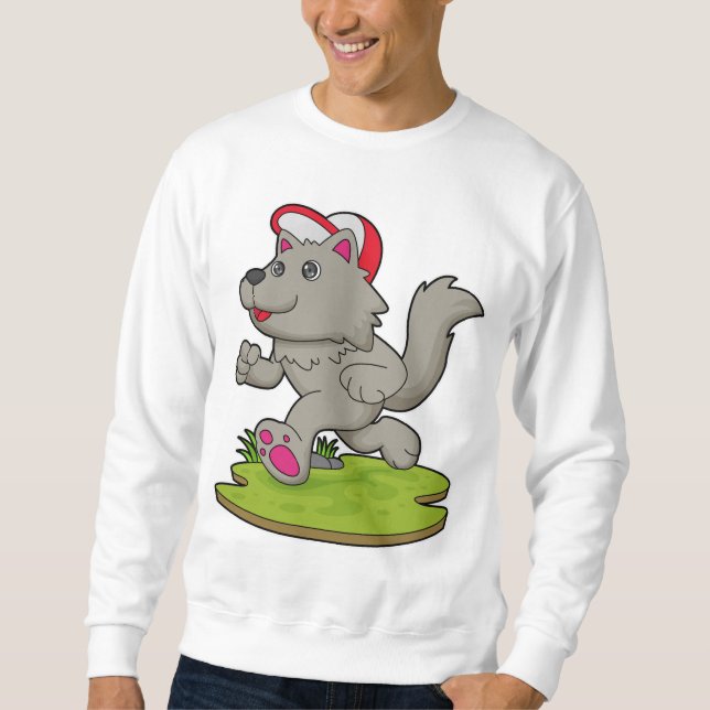Sudadera Perro como corredora con gorra (Anverso)