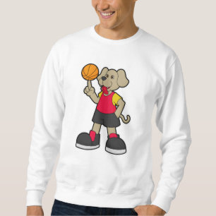 Sudadera Perro como jugador de baloncesto con baloncesto